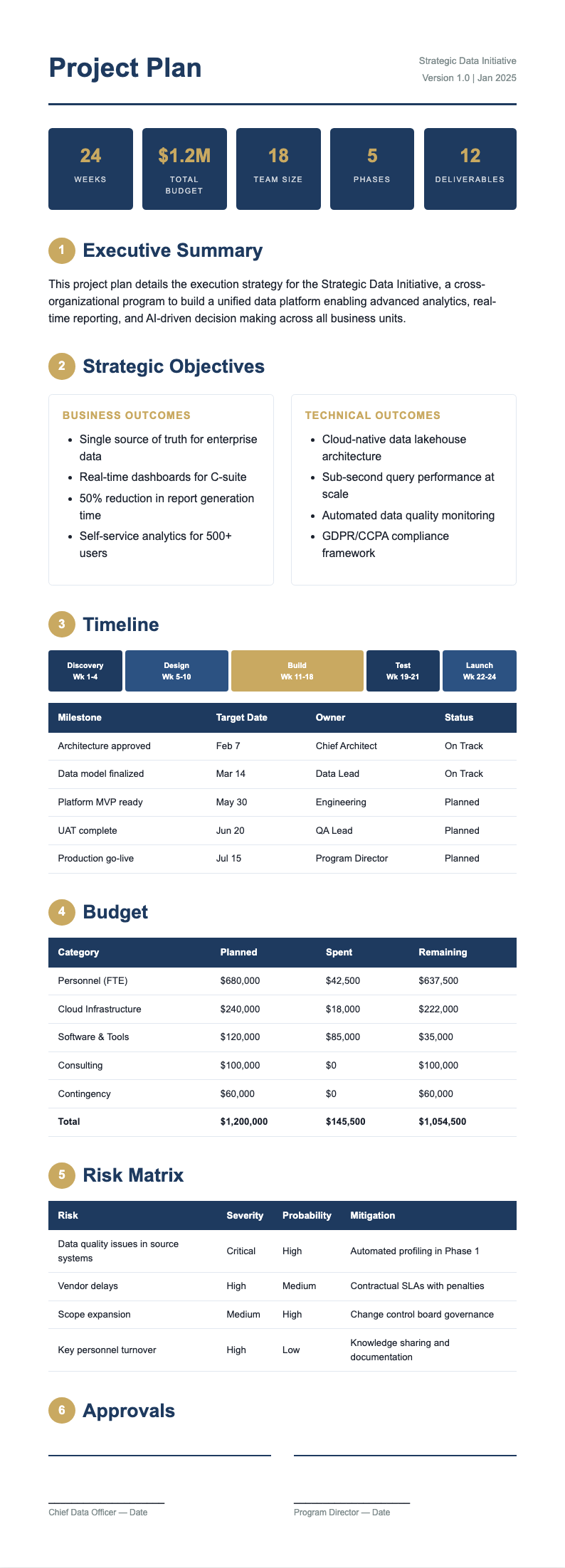 Executive summary project plan